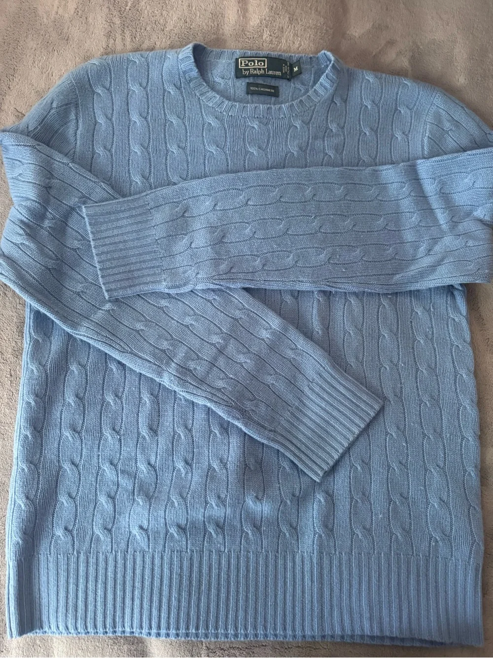 Polo by Ralph Lauren Pastel Blue Cable Knit Crewneck Sweater